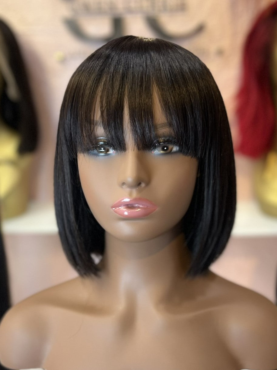 Bob Styled Wig with Bangs - Natural Black