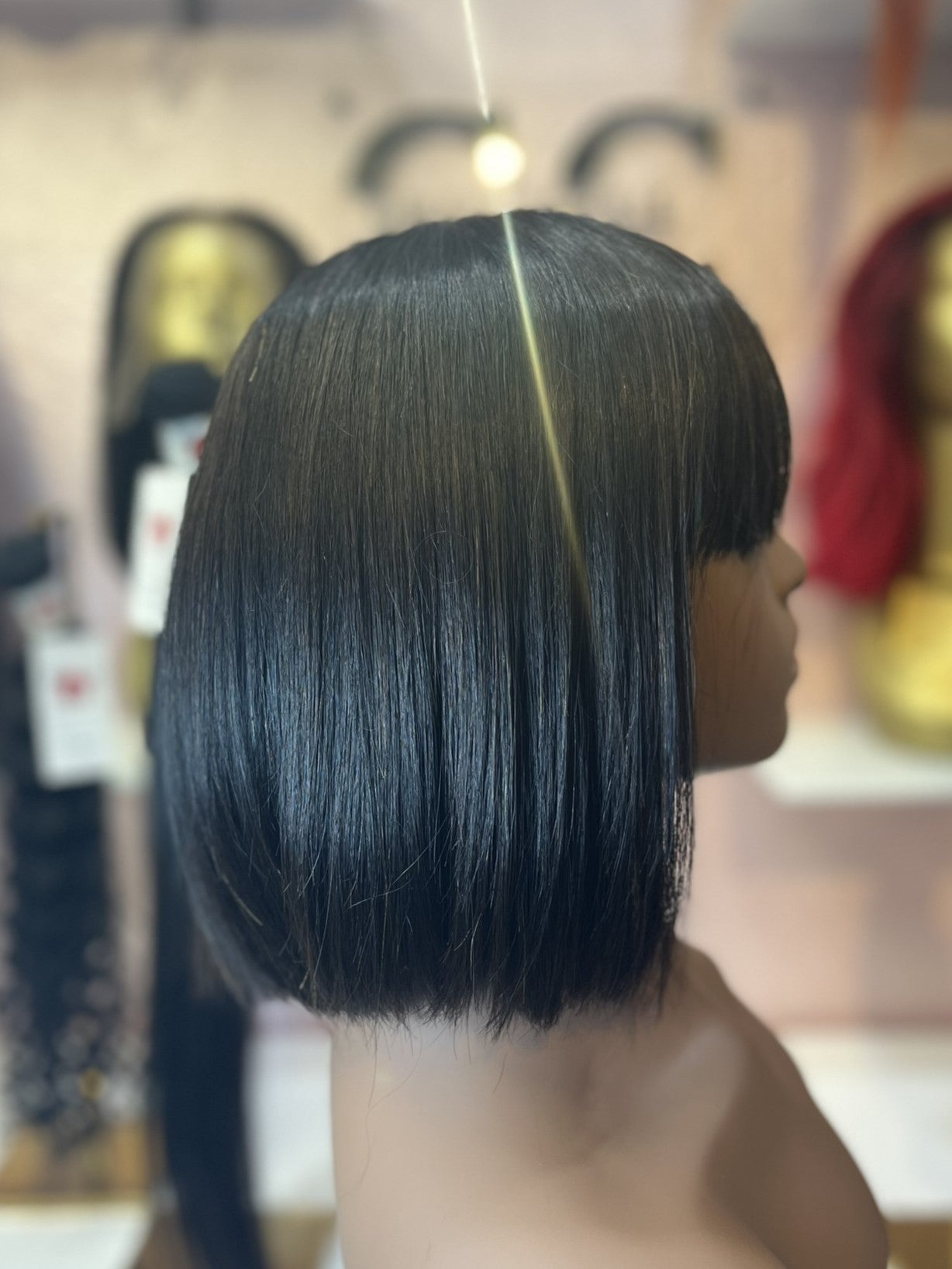 Bob Styled Wig with Bangs - Natural Black