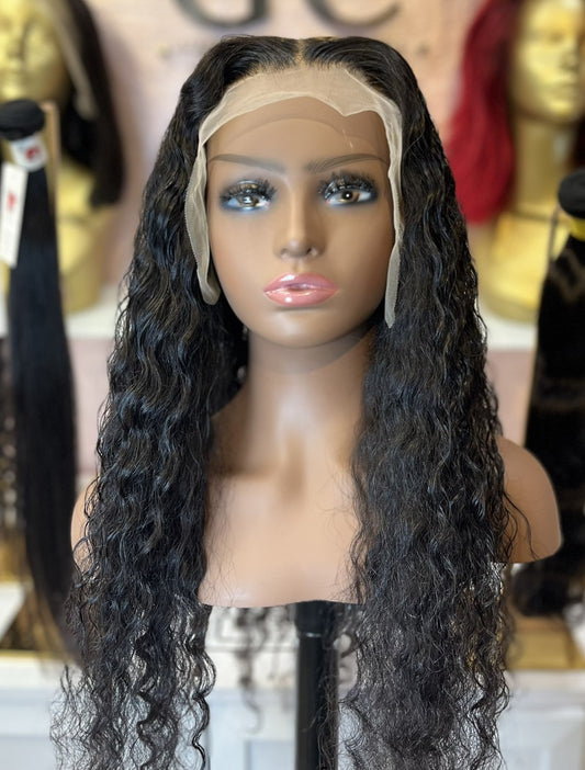 22 Inch Brazillian Deep Wavy Human Hair Wig (Pre-Plucked with Bleached Knots) - Natural Black
