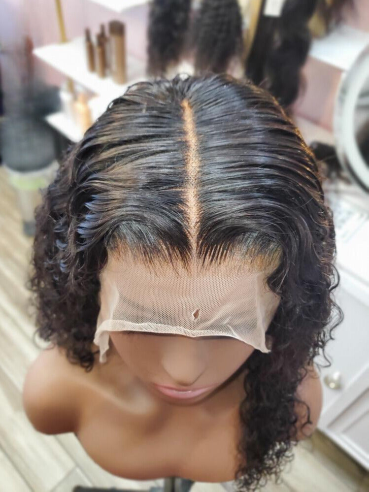 Italian Curly Human Hair Wig (Pre-Plucked with Bleached Knots) - Natural Black