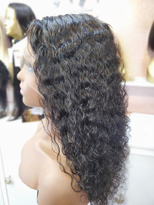 Italian Curly Human Hair Wig (Pre-Plucked with Bleached Knots) - Natural Black