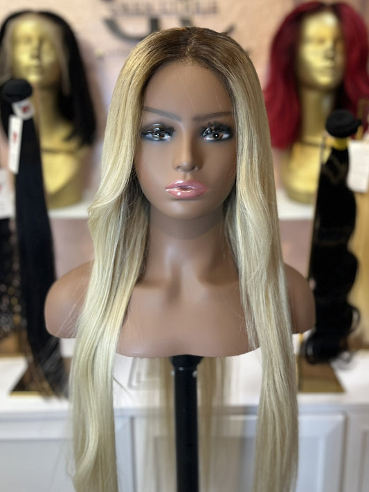 24 Inch Virgin Human Hair Wig - Blonde
