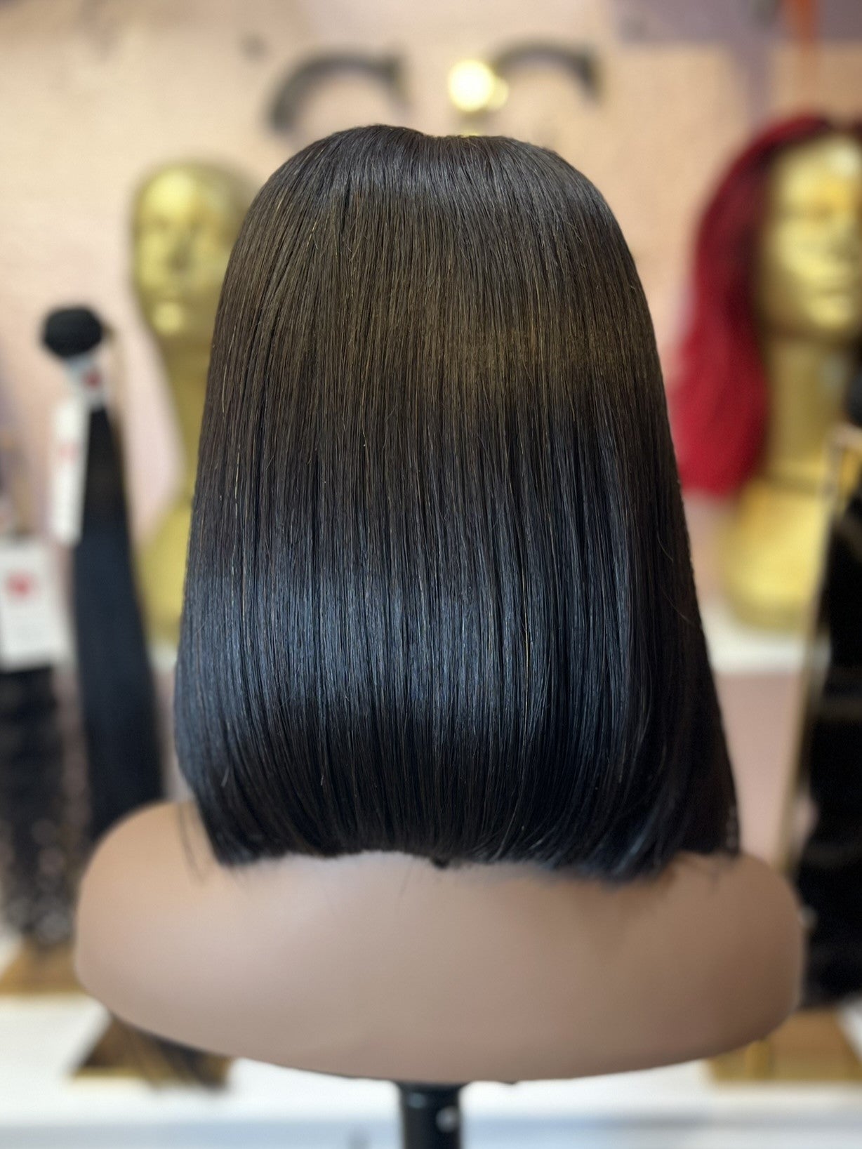 12 Inch Virgin Human Hair Bob Wig (Pre-Plucked with Bleached Knots)- Natural Black