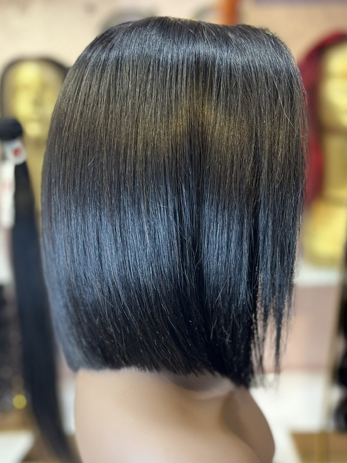 12 Inch Virgin Human Hair Bob Wig (Pre-Plucked with Bleached Knots)- Natural Black