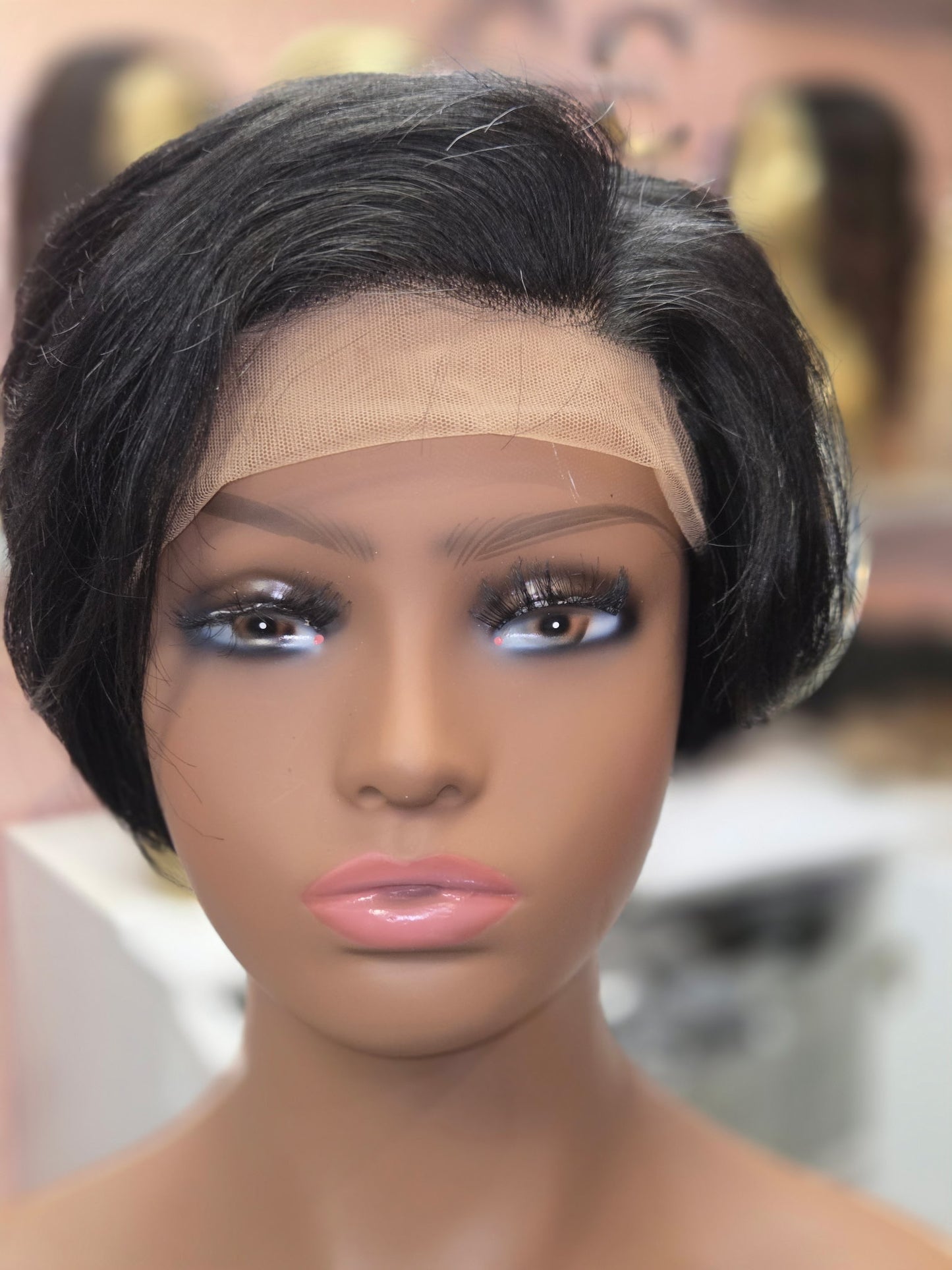 Pixie Styled Wig with Side Part - Jet Black