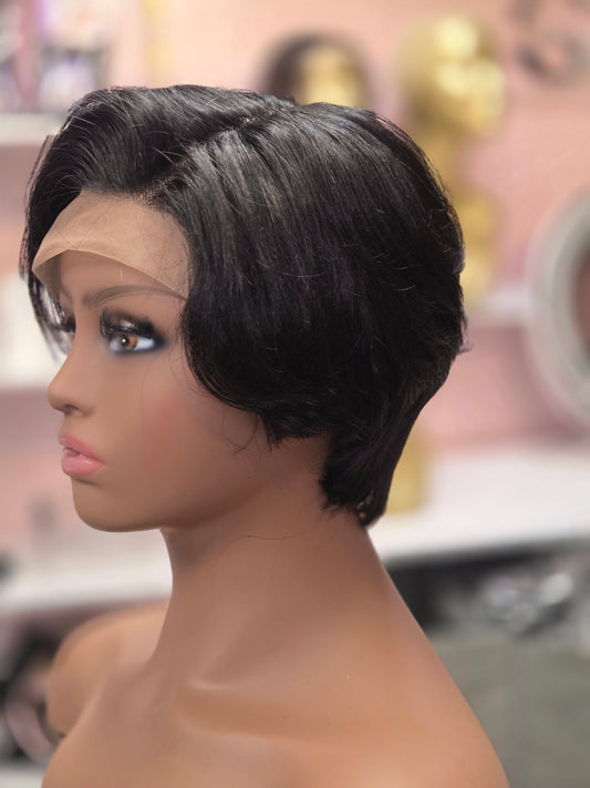 Pixie Styled Wig with Side Part - Jet Black