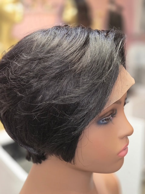 Pixie Styled Wig with Side Part - Jet Black
